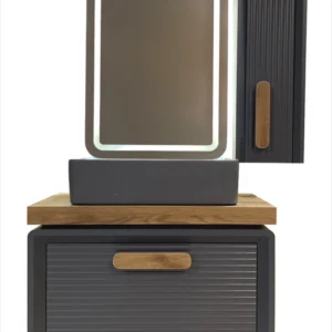 ست کابینت و روشویی به همراه آینه باکس طوسی مات