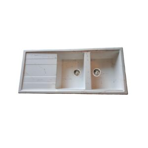 سینک گرانیتی توکار تیدومکث مدل سفید رگه طلایی