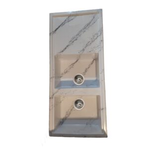 سینک گرانیتی توکار تیدومکث مدل سفید رگه مشکی براق