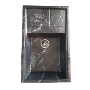 سینک گرانیتی توکار تیدومکث مدل مشکی رگه سفید