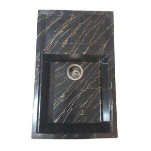 سینک گرانیتی توکار تیدومکث مدل مشکی رگه طلا