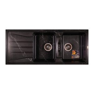 سینک ظرفشویی گرانیتی سولار مدل s25 مشکی رگه نقره ای