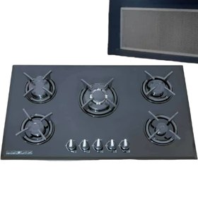 ست هود مخفی و گاز صفحه ای شیشه ای ۵ شعله