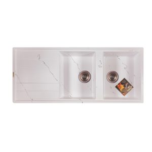 سینک ظرفشویی گرانیتی سولار مدل s20 سفید رگه مشکی