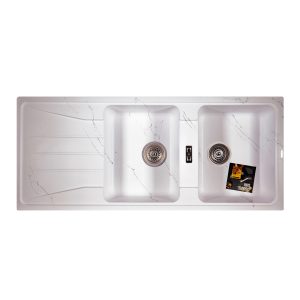 سینک ظرفشویی گرانیتی سولار مدل s26 سفید رگه نقره ای