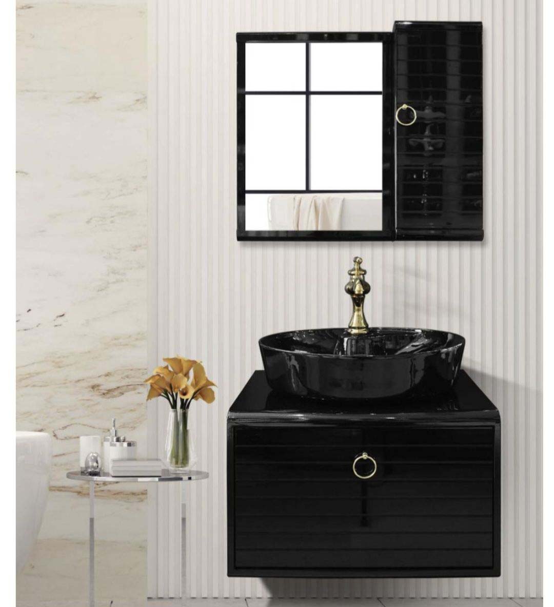 روشویی کابینتی مدل ماربل مشکی