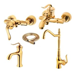 ست شیرآلات تیدومکث مدل هارمونی طلایی مجموعه ۵ عددی