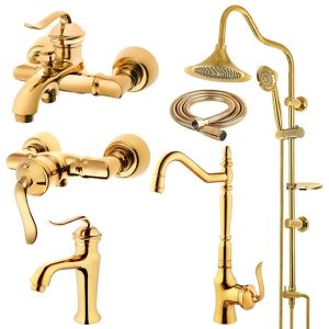 ست شیرآلات تیدومکث مدل هارمونی طلایی کد ۳۰۰ مجموعه ۶عددی