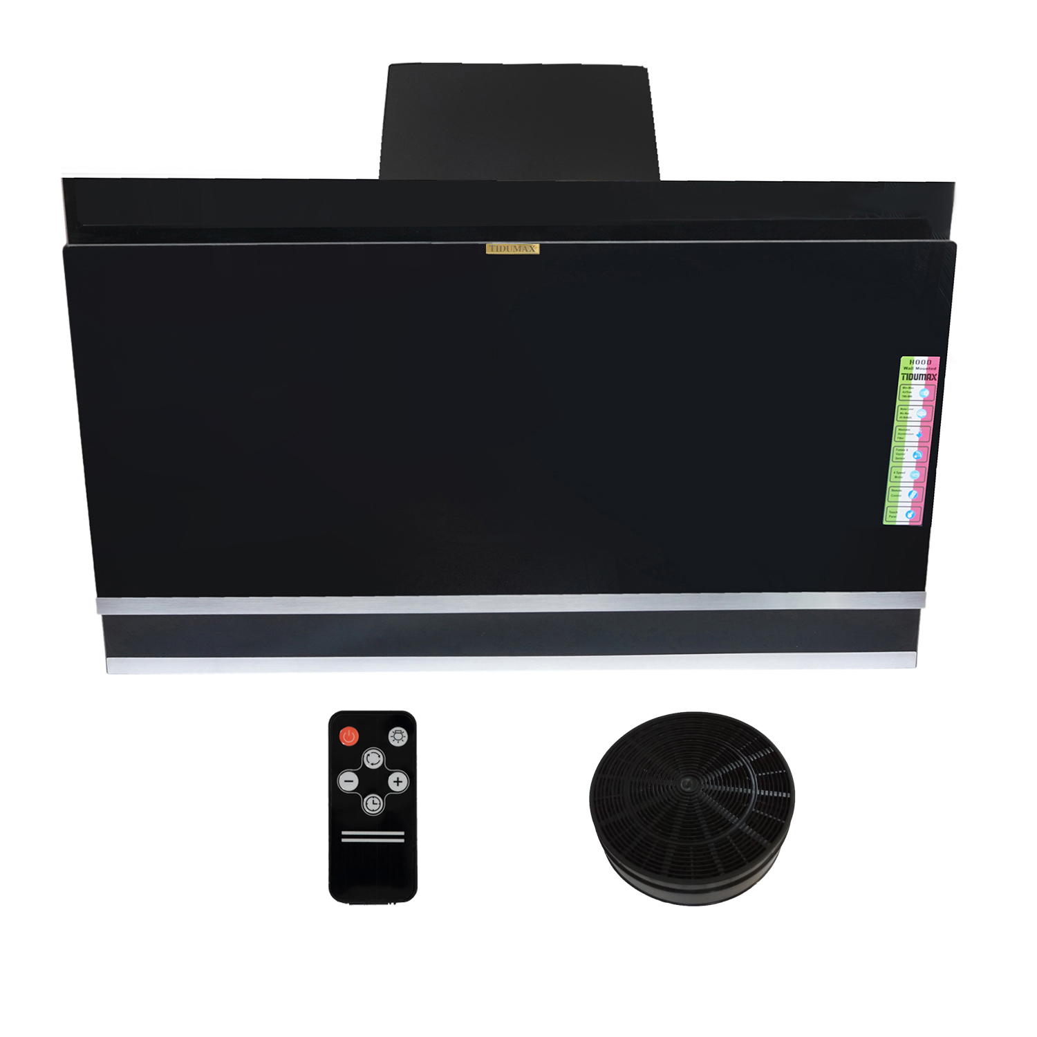 هود آشپزخانه مورب لمسی تیدومکث (Tidumax) مدل پارمیس نقره ای